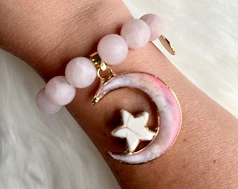 Rose Quartz Moon Goddess Intention Bracelet