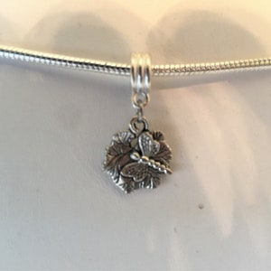 Dragonfly Tibetan Silver Charm And Hanger For European Bracelet (3mm)
