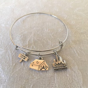 Camping Tent Fire Tibetan Silver Adjustable Wire Bangle Bracelet