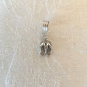 Flip Flops Charm And Hanger For European Bracelet (3mm) Tibetan Silver