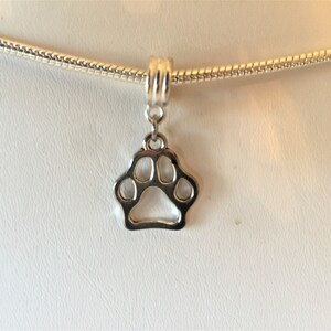 Paw Print Charm And Hanger For European Bracelet  Tibetan Silver (3mm)