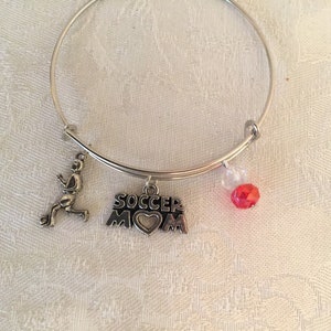 Soccer Mom Fan Tibetan Silver Adjustable Wire Bangle Bracelet