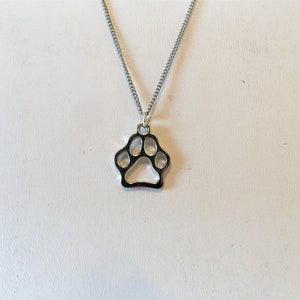 Paw Print Tibetan Silver Pendant Necklace 18"
