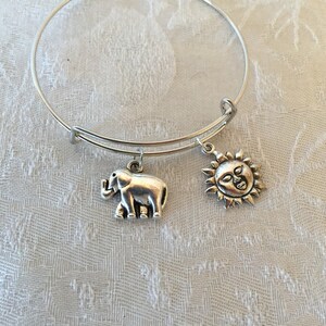 Elephant Tibetan Silver Adjustable Wire Bangle Bracelet