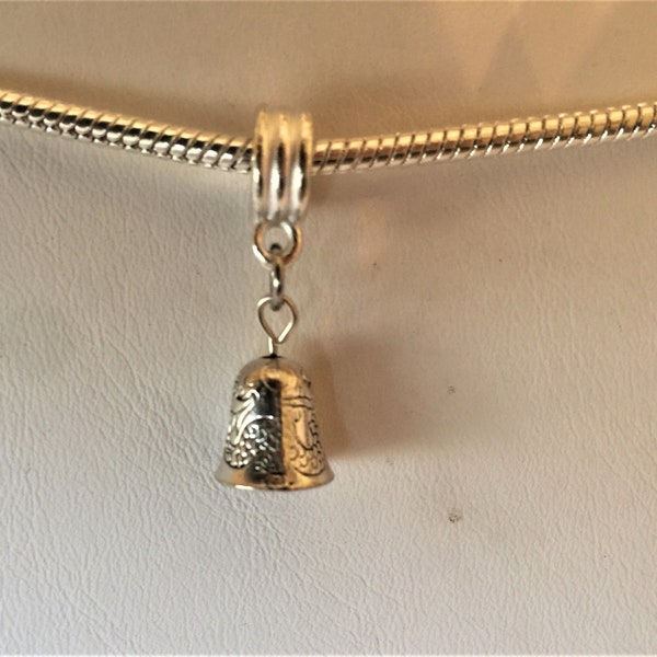 Bridal Wedding Bell Charm And Hanger For European Bracelet  Tibetan Silver (3mm)