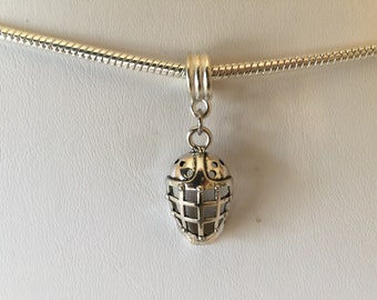 Hockey Goalie Mask Charm And Hanger For European Bracelet Tibetan Silver (3mm)