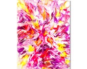 Original abstract painting "Brave"  small, pink, purple, yellow white colors, canvas, modern, bright