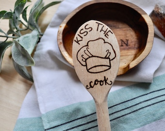 Wood Burned Spoon in Kiss the Cook