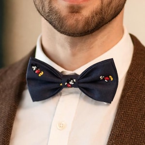 Nœud papillon Mickey Mouse Disney gris foncé | Nœud papillon mariage | Tailles homme, femme, enfant & bébé | Cadeau fait main