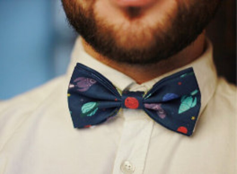 Dark blue cosmos print bow tie mans bow tue Spaceship bow tie kids bow tie nerd bow tie