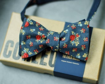 Two-sides Self-tie blue bow tie, wedding bow tie, groom bow tie, mens bow tie, boys bow tie, gift for him