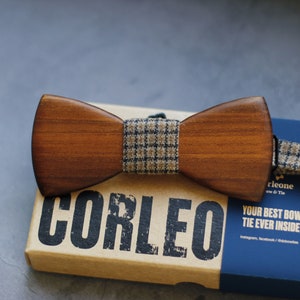 Wooden brown bow tie, Christmas gift idea bow tie, brown classic bow tie, bow tie for man, gift for him, wool bow tie