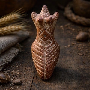 Puede incluir: Un juego de tres tazas de cerámica con un esmalte moteado de color crema. Cada taza presenta un diseño pintado a mano diferente: una hoja azul y verde, una flor amarilla y una baya roja. Las tazas tienen una forma simple y redondeada.