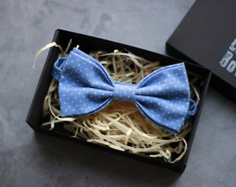 Classic blue polka dot bow tie, wedding bow tie, groom, prom