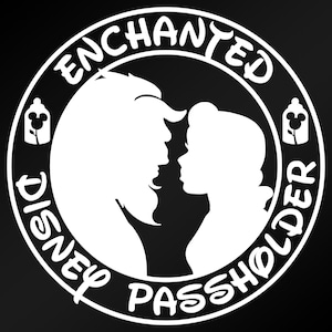Disney Decal - Disney Passholder Decal - Beauty and The Beast Passholder Decal - belle pass holder decal