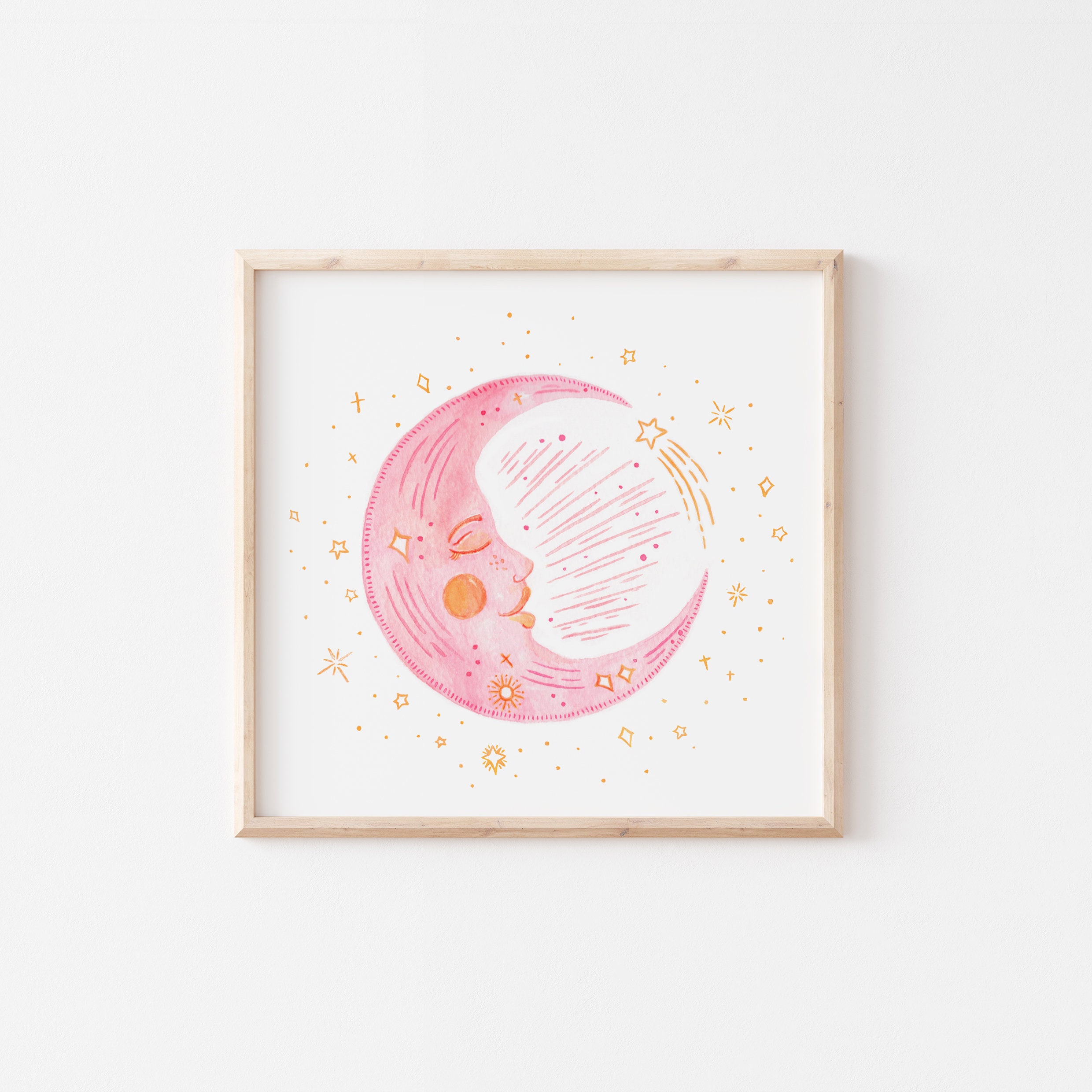 Moon Art - Print Moon Mural Moderne Luna Celestial Illustration Gallery Wall Print
