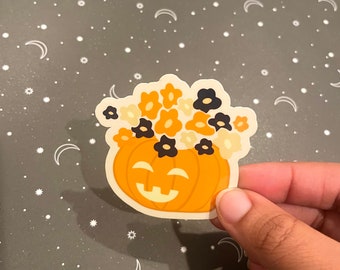 Pumpkin Flower Sticker | Stickers for Laptop, Water Bottle Sticker |  Spooky Season