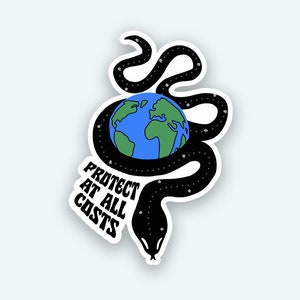 Serpent Sticker | Protect the Earth Sticker | Earth Sticker | Snake Sticker for Laptops, Water Bottles, Phones