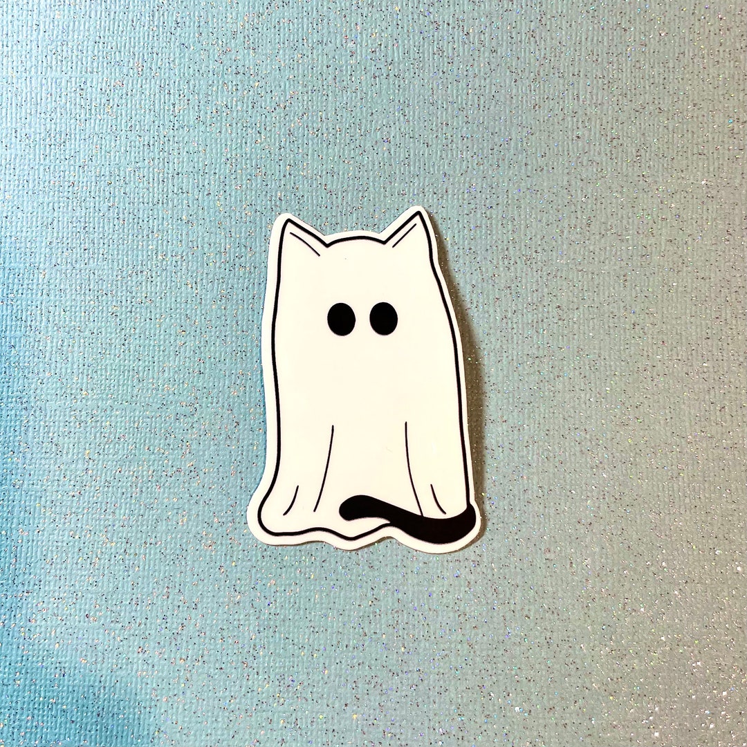 Spooky Cat Sticker Halloween Sticker Ghost Sticker - Etsy