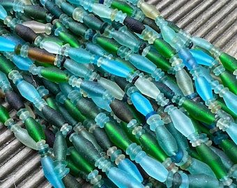 Roman Glass Vases Blue Aqua Green Natural aged beads / Roman Glass Spacers / Ancient Rare Beads / unique beautiful Antique beads