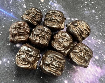 Deep brown carved wooden Smiling Buddha beads from Bali MALA and jewellery beads 18mm wood Namaste Double Sided