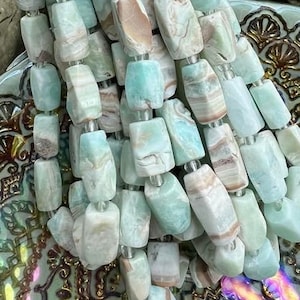 Natural Rustic Caribbean Calcite Faceted Matte  Drum  / 12-18mm / Just over 15&quot; / RARE
