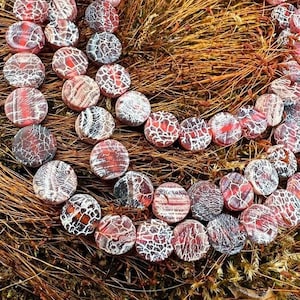 Aged Agate coins / 8mm - 15&quot;