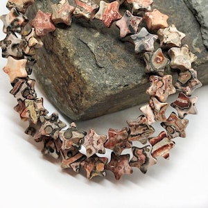 Gemstone Star Beads 6 mm / Choose Jasper stars / Rutile Quartz stars  / Poppy Jasper stars / 4 beads