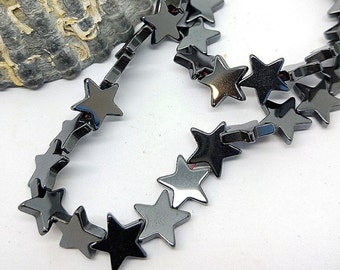 Silver Titanium Haematite Gemstone Star Beads 10mm / Hematite Star Beads / Hematite star 10mm / Space Beads / Gemstone Star Beads / 4 beads