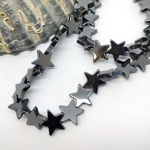 Silber Titan Hämatit Edelstein Stern Perlen 10 mm / Hematit Stern Perlen / Hämatit Stern 10 mm / Space Beads / Edelstein Stern Perlen / 4 Perlen