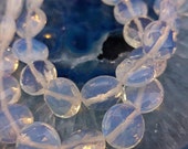 10mm Faceted Opalite CoinBeads Lovely Glowy Moonstone Tones Opalite Beads Sea Opal Beads Opalite round Beads Opalite Moonstone