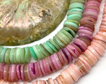 10 x 18mm ROUND DISC SHELL Charm Beads Mother of Pearl Nautical Crafts PINK RED