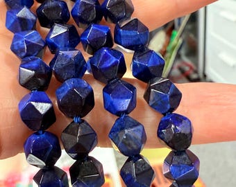 Turkoois, marineblauw of paars Unieke veelkleurige glinsterende zeshoekige stergeslepen facetgeslepen tijgeroogrondjes 8 mm, kies aantal