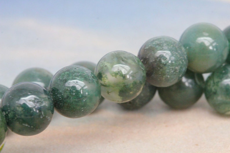 Moss Agate Beads 8mm / Green Agate Gemstone Beads / Gemstone | Etsy