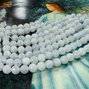 Natural rustic  Blue Round Aquamarine beads / 8 mm approx/ Soft Pale Blue Gemstone Beads