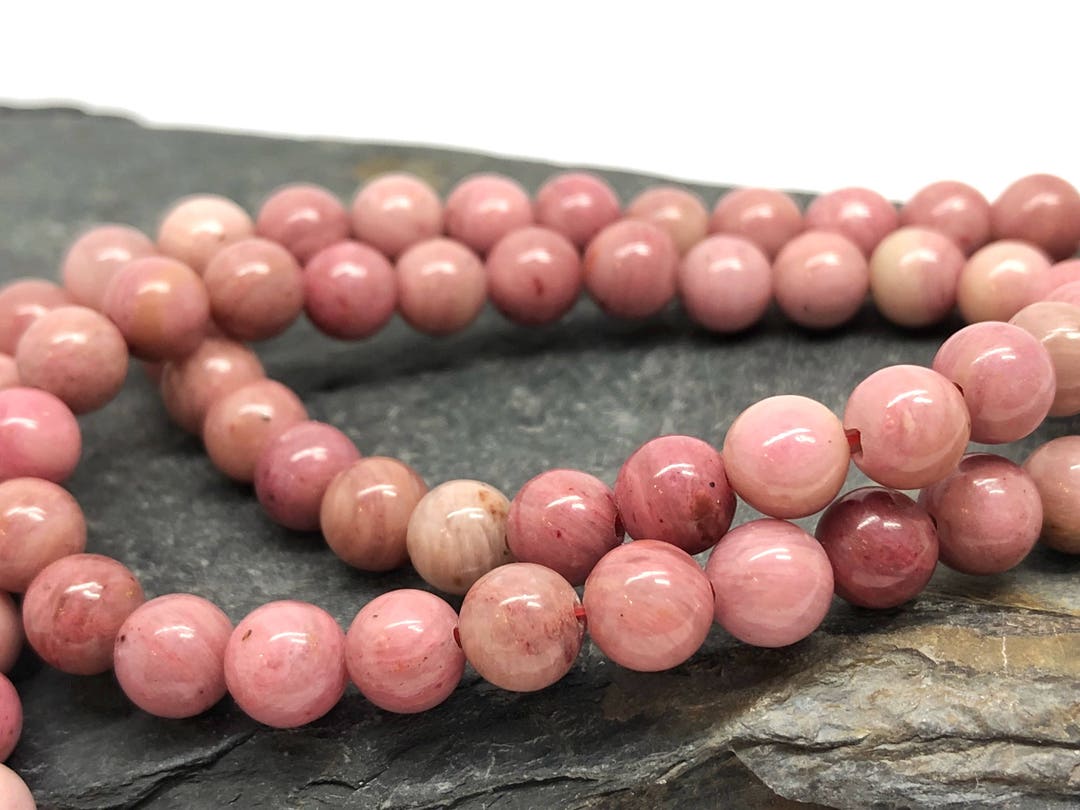 VARIOUS Light to Dark Tones Natural Rhodonite Round Beads Light Peach
