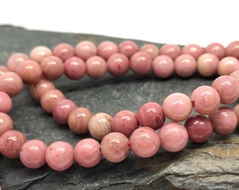 VARIOUS light to dark tones  Natural Rhodonite round Beads Light  Peach pink salmon Gemstone Beads  6 8 or 10 mm