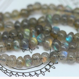 Labradorite Rustic Rondelle handmade  Beads 4mm approx Top Quality Flashy Labradorite / Blue Orange Green Labradorite  AAA Labradorite Beads