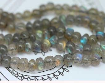 Labradorite Rustic Rondelle handmade  Beads 4-5 mm Top Quality Flashy Labradorite / Blue Orange Green Labradorite  AAA Labradorite Beads