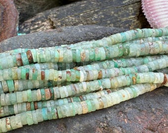 Speciale gefacetteerde Peruaanse groene aqua handgefacetteerde rustieke Heishi-rondelles 6-7 mm