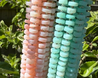 Aqua of Blush roze Glowy Beautiful Opal Rondelle Heishi Spacer Beads 8-9 mm handgesneden / Sieraden maken
