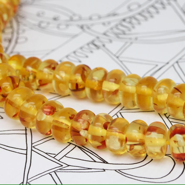 Resin Amber Rondelle Beads 8 x 5 Golden Amber Beads / Amber disc beads Beads  Rustic Amber Beads Barley sugar Beads /4 beads / Small order