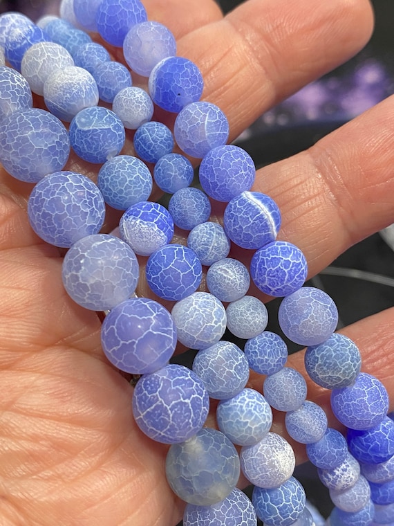 Blue Desert Agate Gemstone Beads 6, and 10 Mm Pale Blue Agate