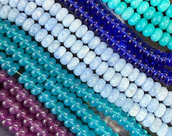 Mezcla personalizada de cuentas redondas de vidrio y piedras preciosas de 8 x 5 mm, 28 hebras completas.