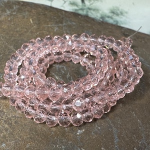 Crystal beads  pale pink Faceted sparkling Crystal beads 4mm 6 BEADS
