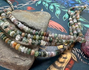 Multi tonal Indian Agate & Moss Agate  Rondelle Beads 4.5mm approx 1mm hole
