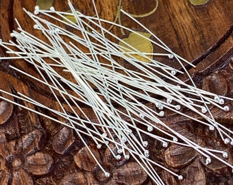 50pc 1 Inch 24 or 22 Gauge, Sterling Silver Headpins, Wholesale, Domed