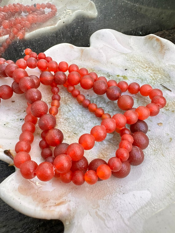 Aged Textured Carnelian round beads Quality Carnelian beads Carnelian  Agate Rondelles Orange glowing Gemstone
