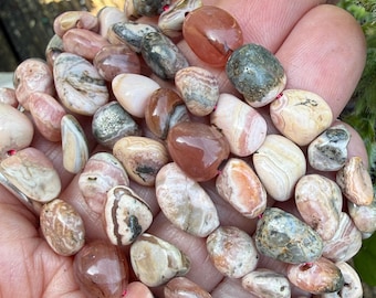 Rhodocrosiet natuurlijk rustiek vrije vorm ovale nugget kralen 9-12 mm / zalmroze edelsteen onregelmatige ovale kralen / vrije vorm edelsteenkralen