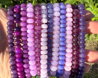 Paars violet magenta lavendel lila mauve edelsteen rondelle kralen / afstandskralen met schijf / kies kleur 8 mm 1 mm gat PAARS 1